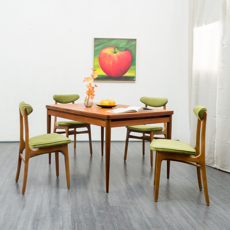 Vintage dining table in teak extendable 1960s