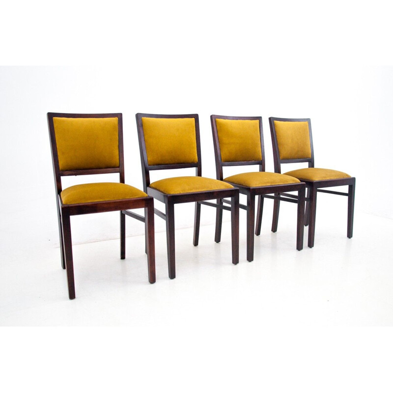Set of 4 vintage Art Deco chairs Poland 1960s
