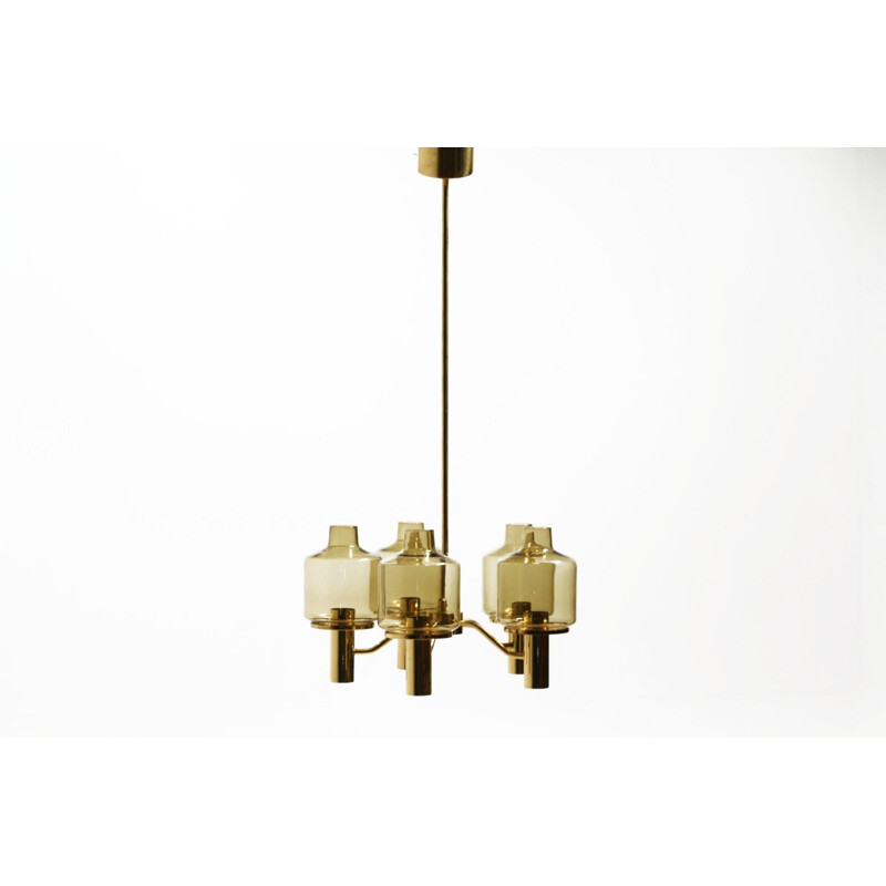 Markaryd chandelier in brass, Hans Agne JAKOBSSON - 1960s