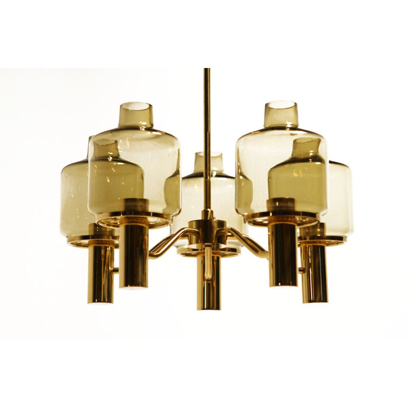 Markaryd chandelier in brass, Hans Agne JAKOBSSON - 1960s