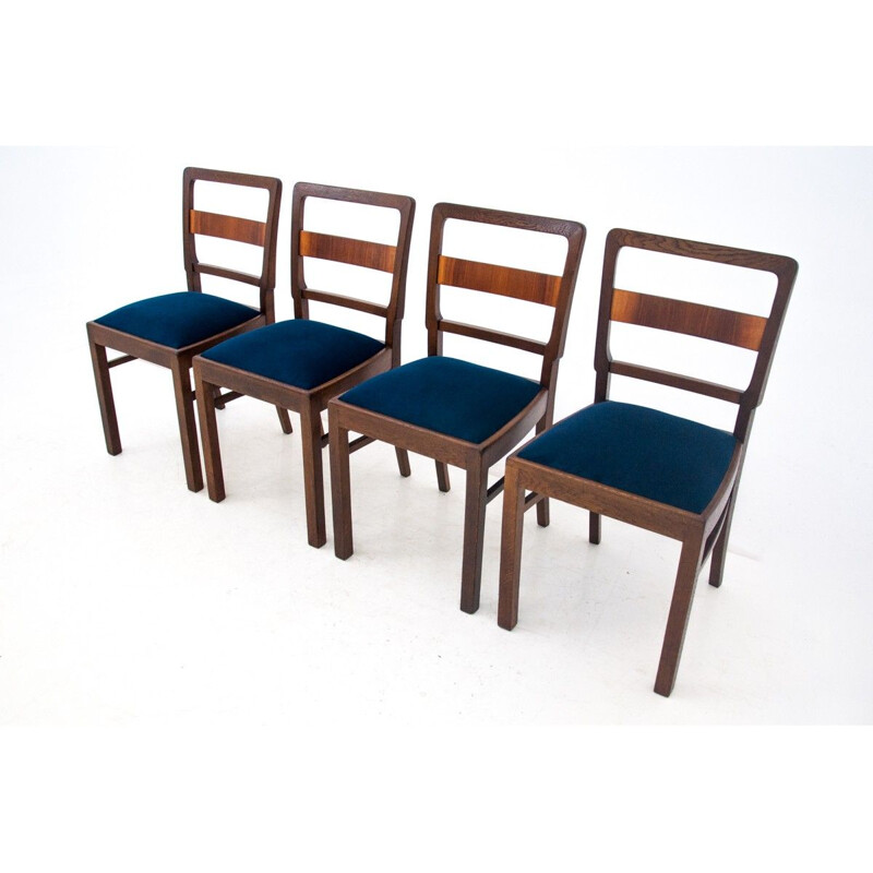 Set of 4 vintage Art Deco chairs Poland 1940s