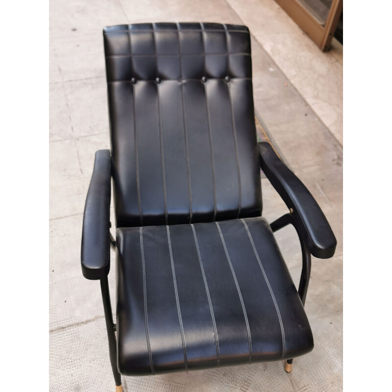 Vintage recliner armchair in skai 1960s