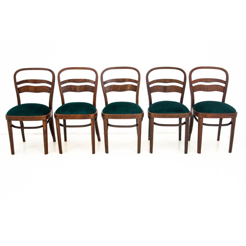 Set of 5 vintage Art Deco chairs Poland 1960s