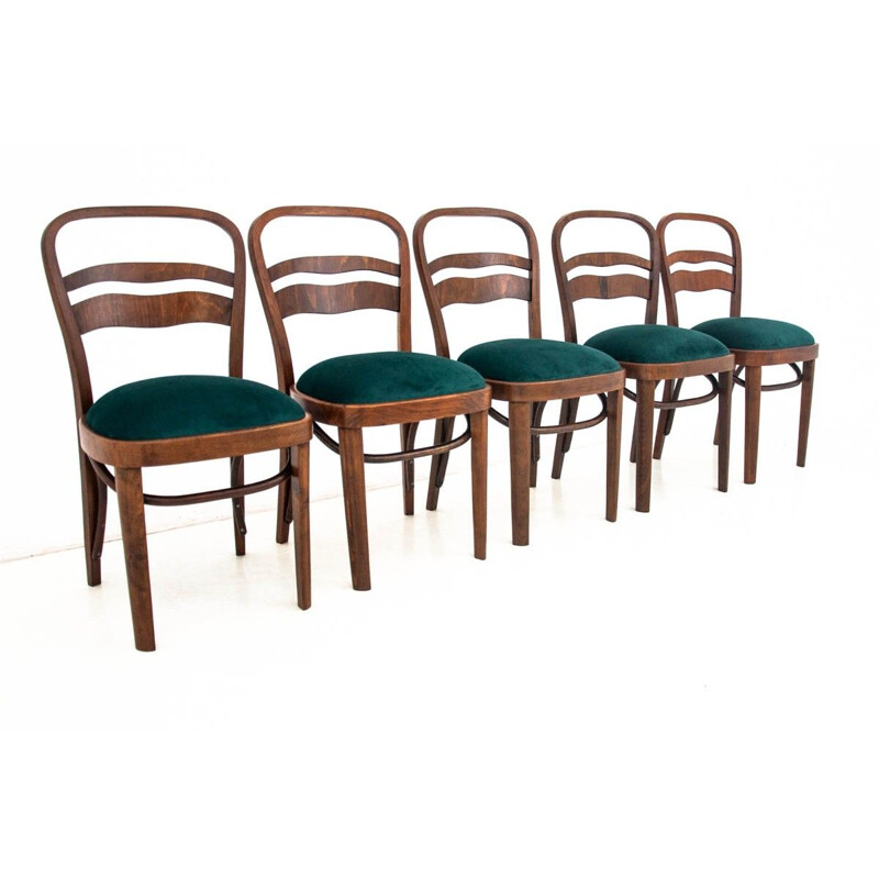 Set of 5 vintage Art Deco chairs Poland 1960s