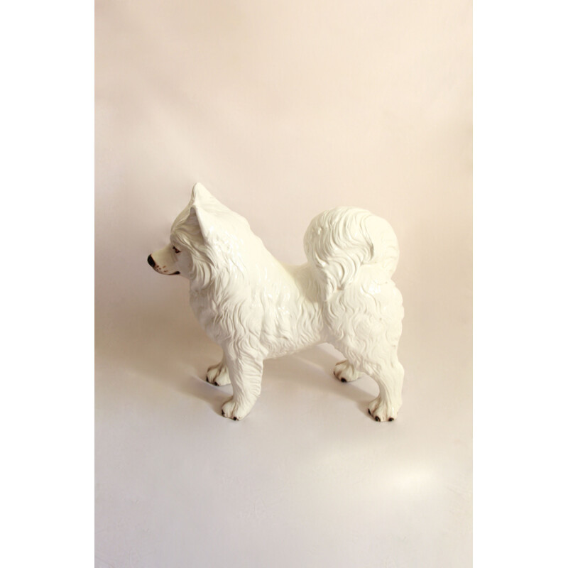 Vintage ceramic dog sculpture nonce imposing, Italy 1970