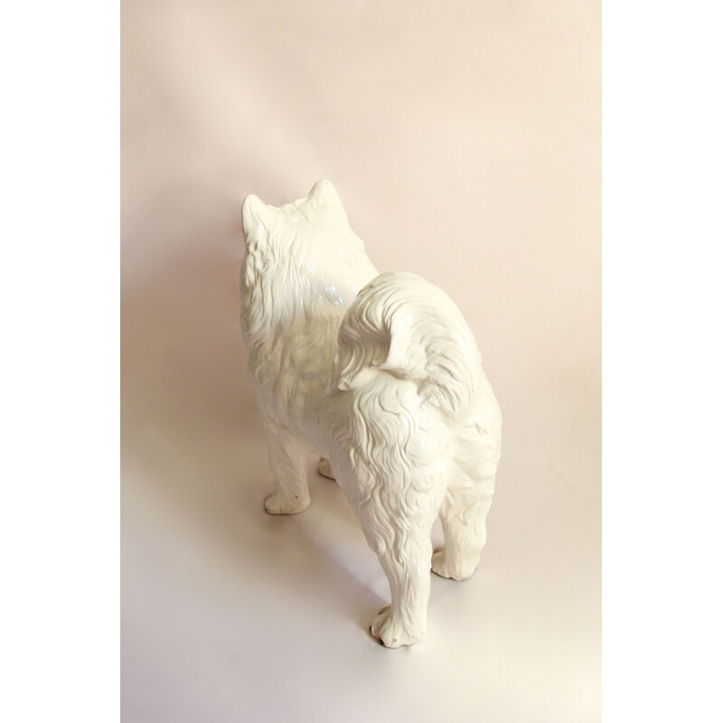 Vintage ceramic dog sculpture nonce imposing, Italy 1970