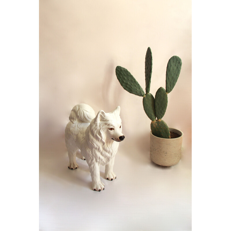 Vintage ceramic dog sculpture nonce imposing, Italy 1970