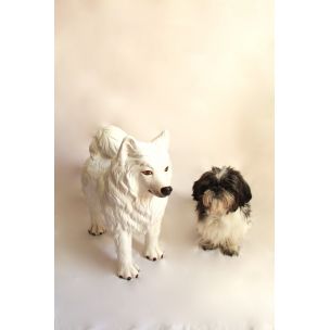 Sculpture de chien vintage en céramique nonce imposante, Italie 1970