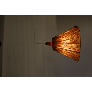 Vintage Teak and Sisal Ceiling Lamp from Temde 1960s