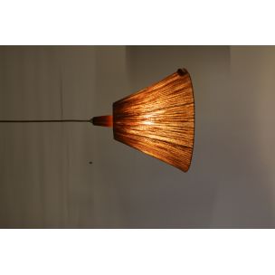 Vintage Teak and Sisal Ceiling Lamp from Temde 1960s