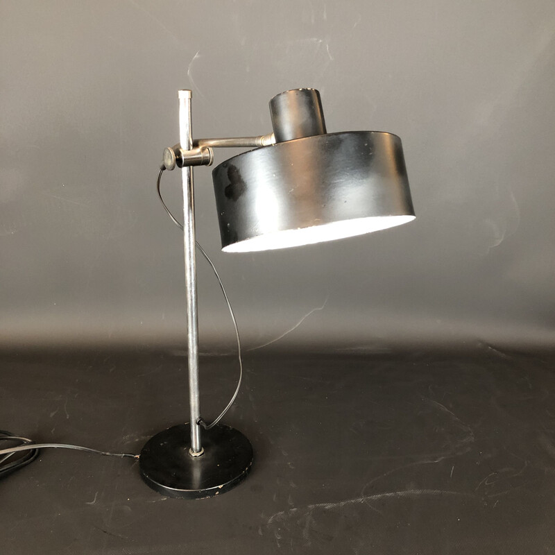 Lampe de table vintage en métal et laiton nickelé, Italie 1950