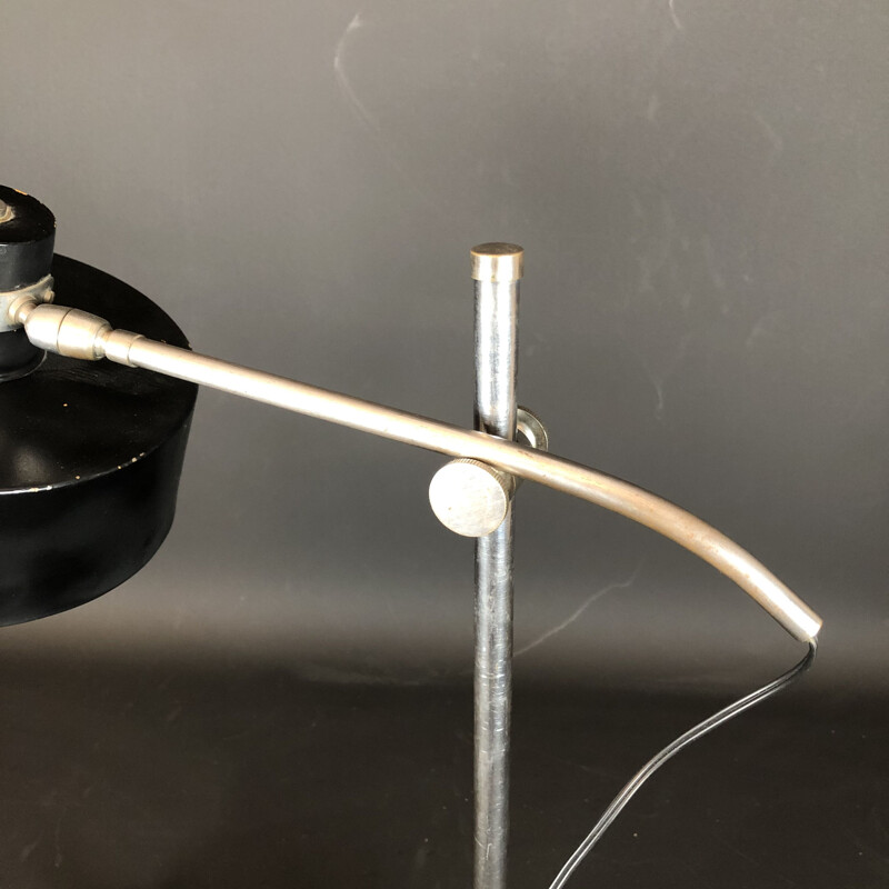 Lampe de table vintage en métal et laiton nickelé, Italie 1950