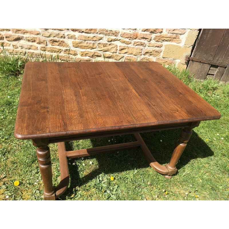 Vintage oak table with extensions