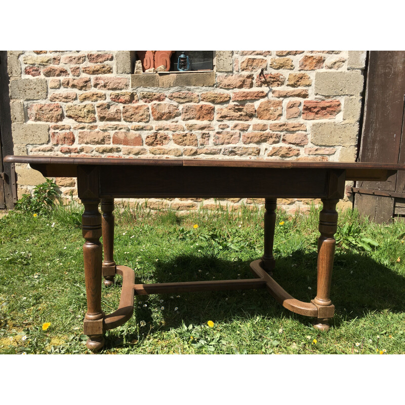 Vintage oak table with extensions