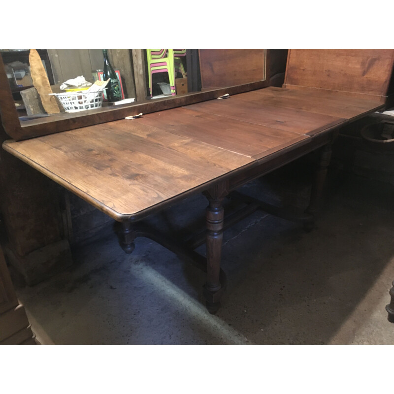 Vintage oak table with extensions