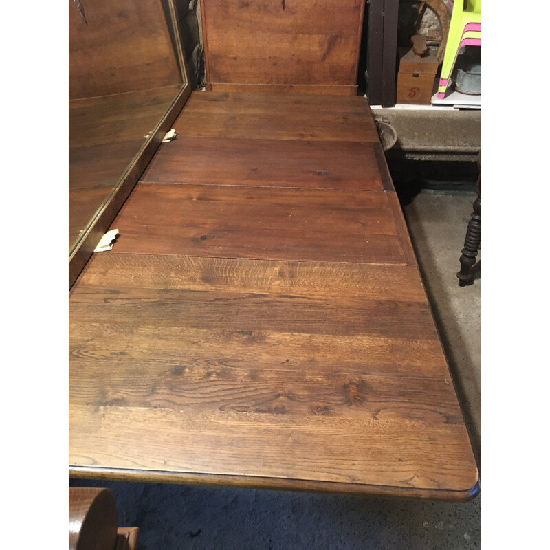 Table vintage en chêne avec rallonges