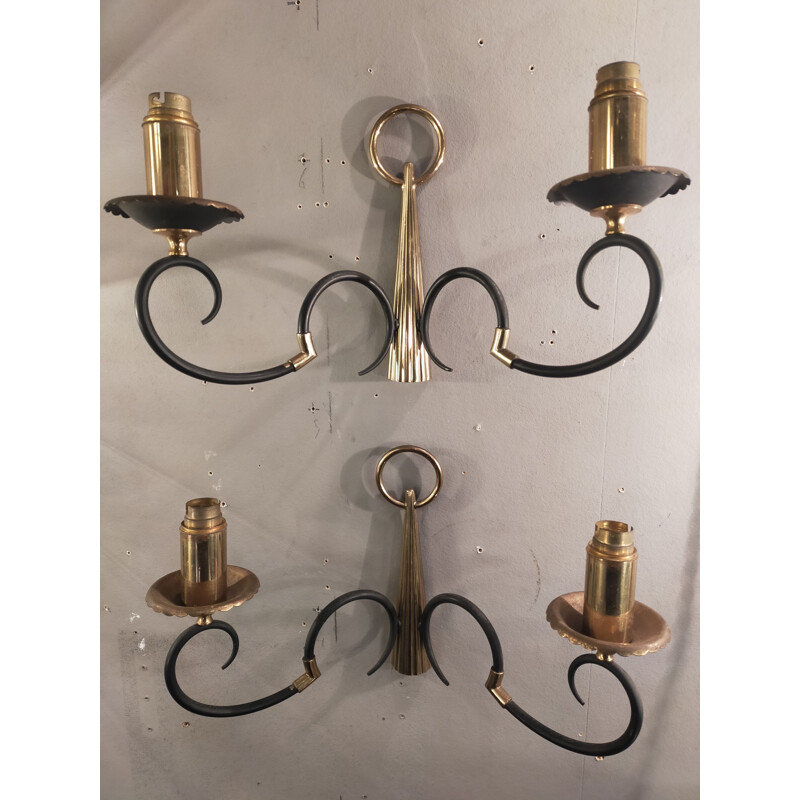 Pair of vintage wall lamps Arlus 1960