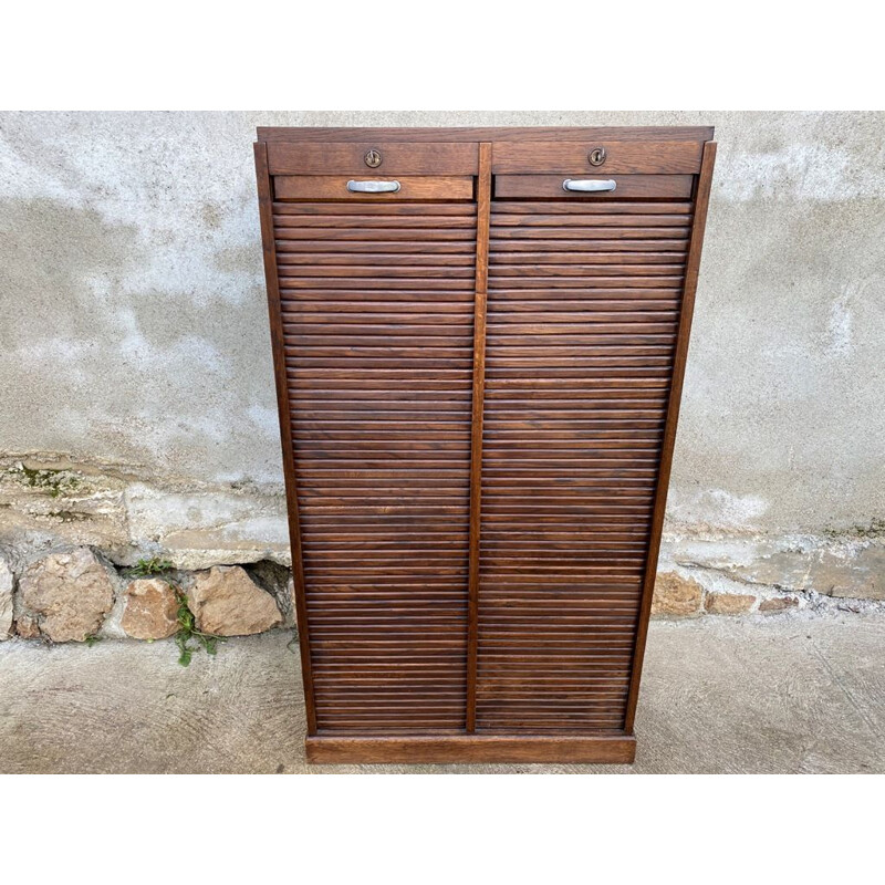 Vintage loom cabinet for filing cabinets, double oak curtains 1950
