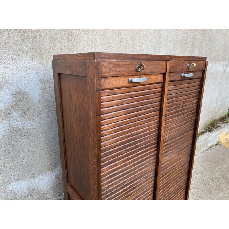 Vintage loom cabinet for filing cabinets, double oak curtains 1950