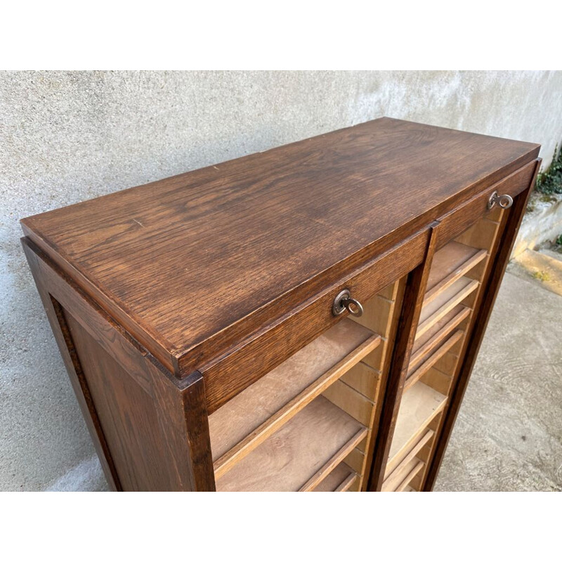 Vintage loom cabinet for filing cabinets, double oak curtains 1950