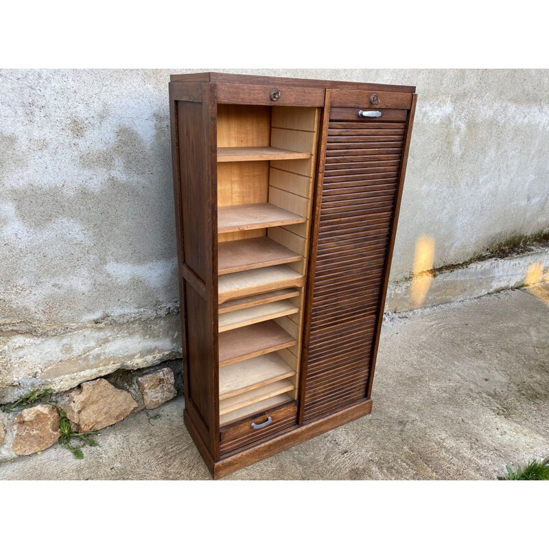 Vintage loom cabinet for filing cabinets, double oak curtains 1950