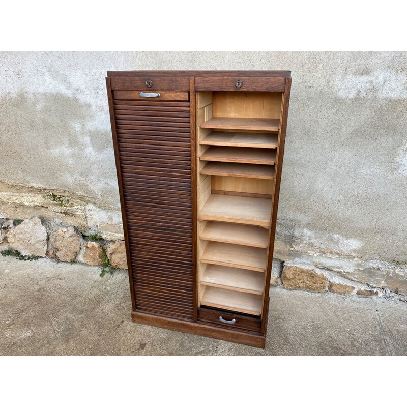 Vintage loom cabinet for filing cabinets, double oak curtains 1950