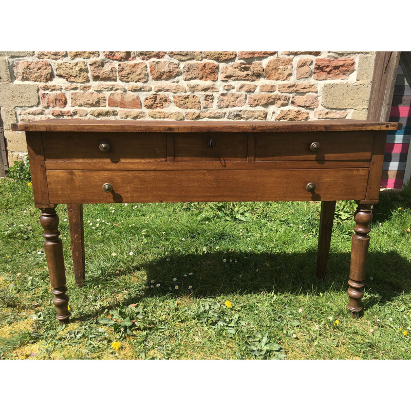 Vintage rustic console in beech and oak