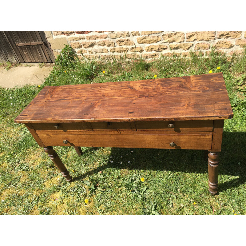 Vintage rustic console in beech and oak