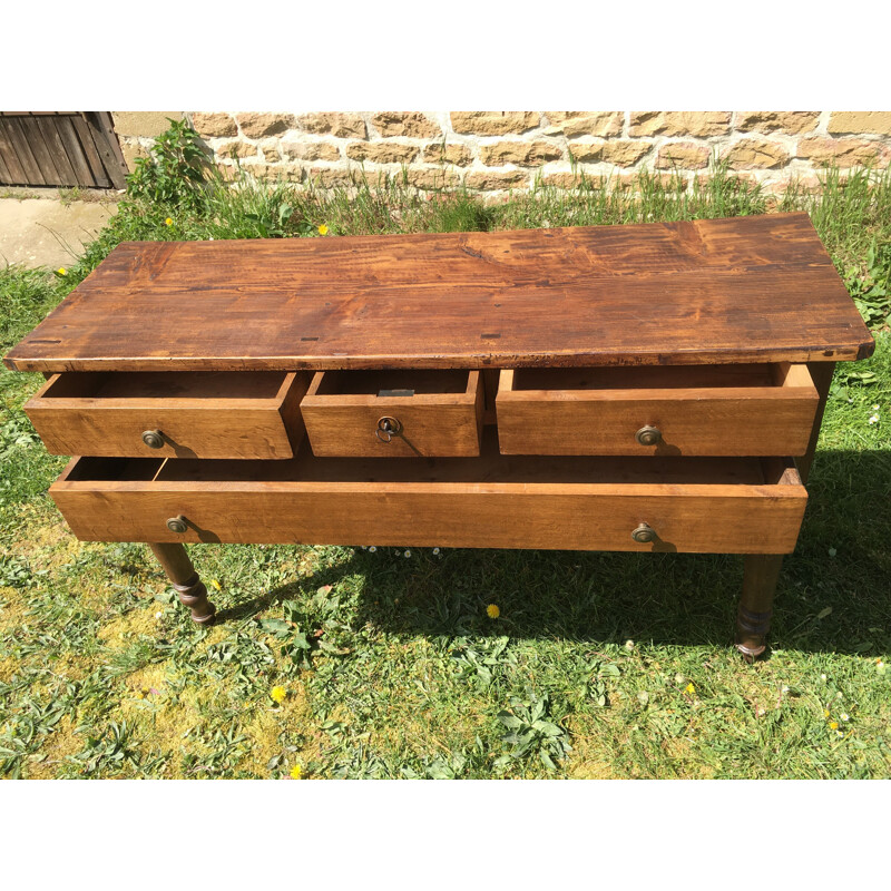 Vintage rustic console in beech and oak