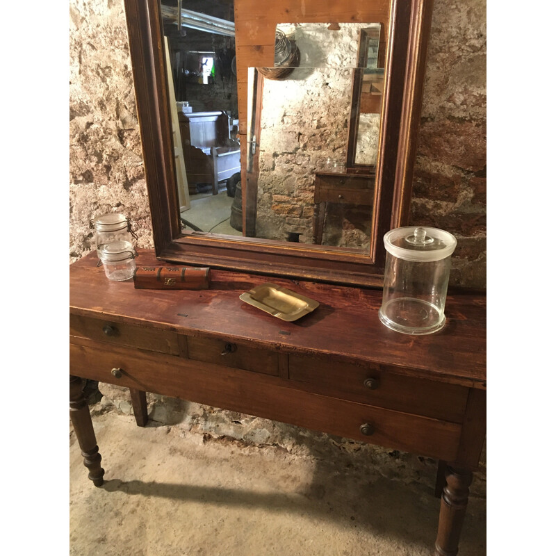 Vintage rustic console in beech and oak