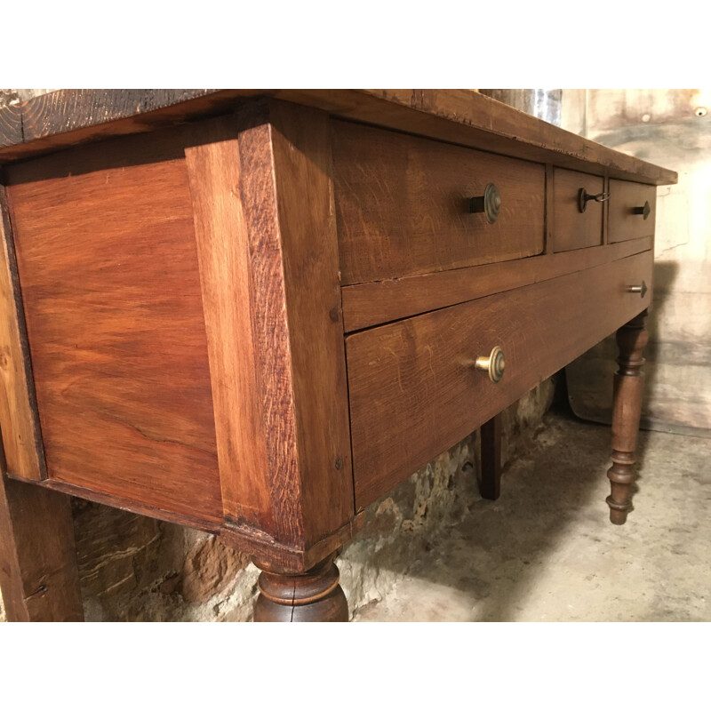 Vintage rustic console in beech and oak