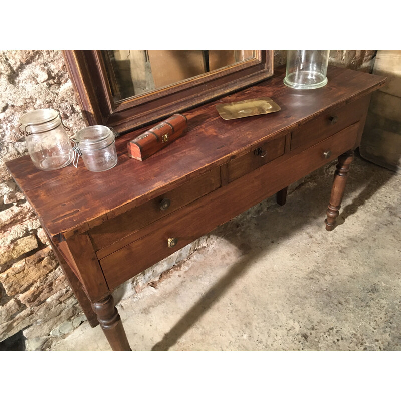 Vintage rustic console in beech and oak