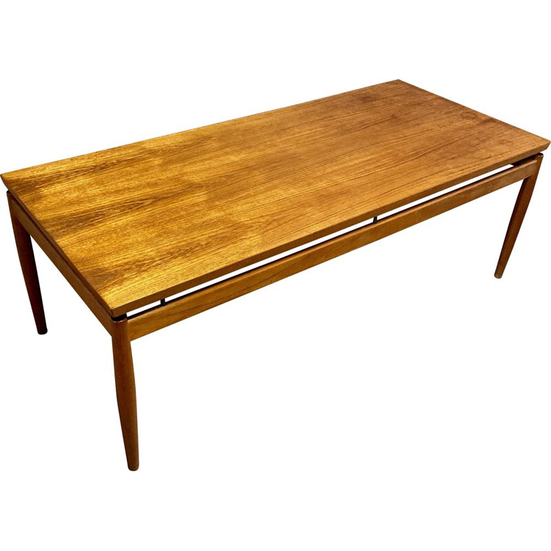 Vintage teak coffee table stamped Grete Jalk for France & Son, Scandinavian 1950s