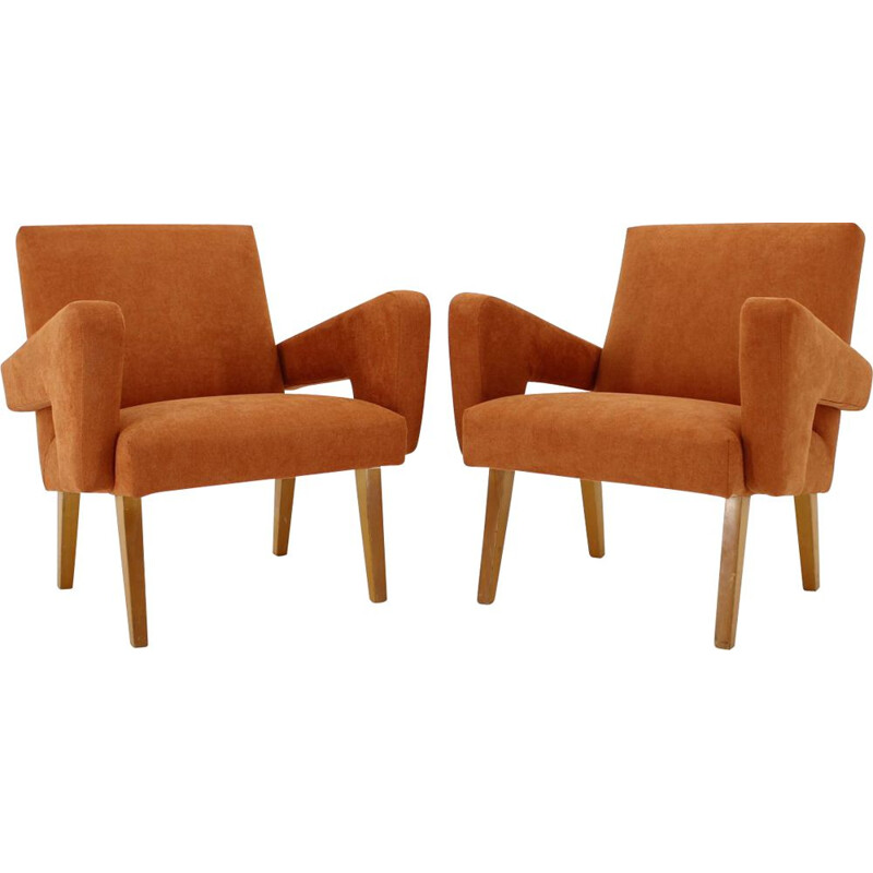 Pair of vintage armchairs Czechoslovakia 1970