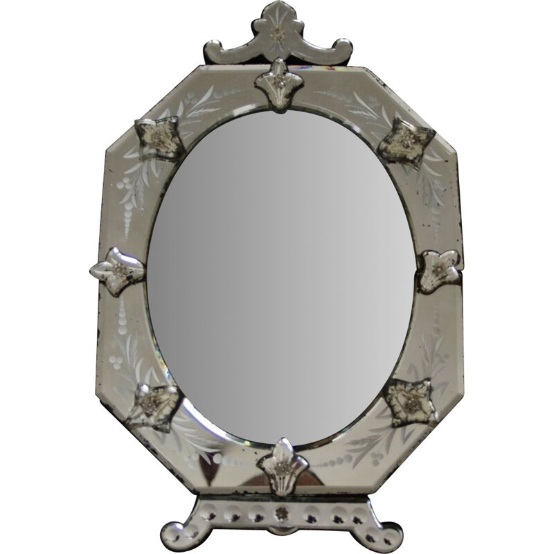 Vintage silver table mirror, Venetian