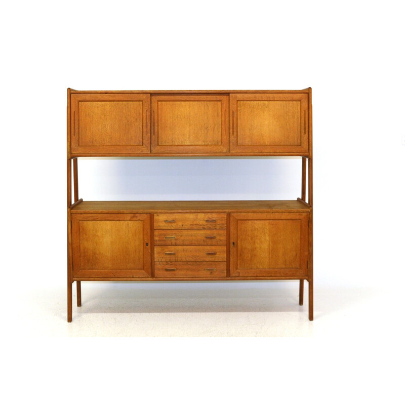 Vintage oak highboard, Denmark 1960