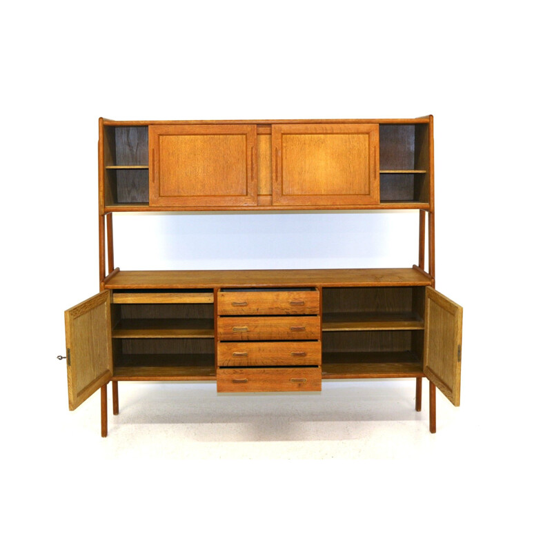 Vintage oak highboard, Denmark 1960