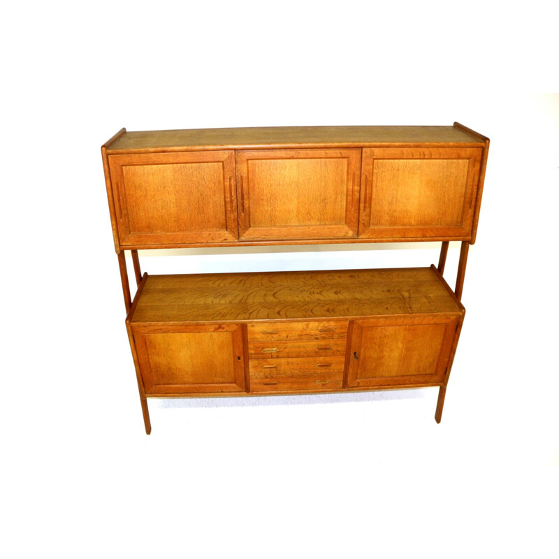 Vintage oak highboard, Denmark 1960