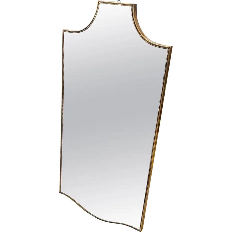 Vintage brass wall mirror Italian 1950