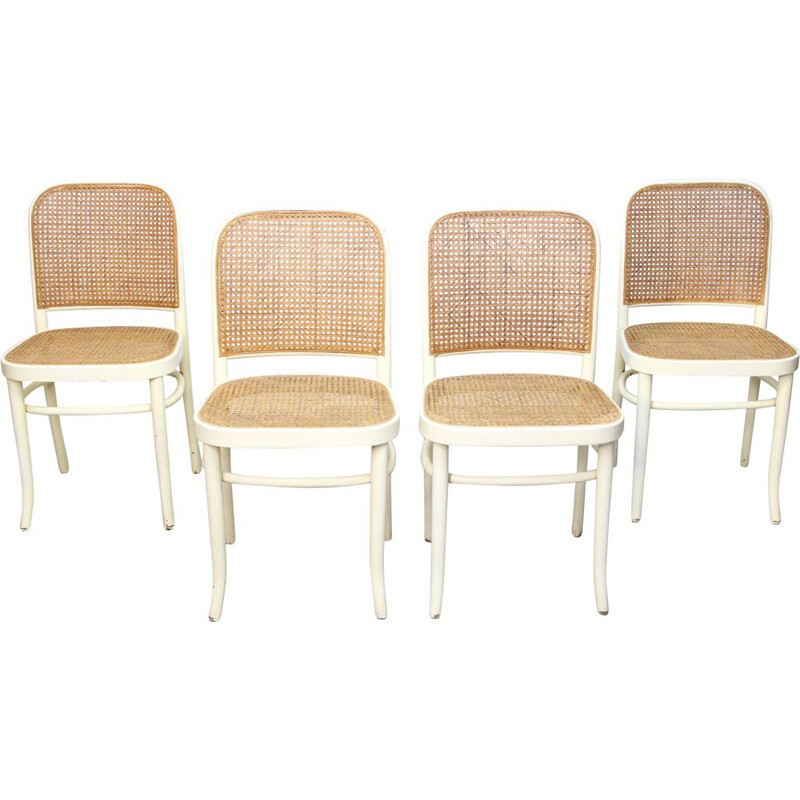 Ensemble de 4 chaises d'appoint vintage en bois par Josef Hoffmann pour Thonet