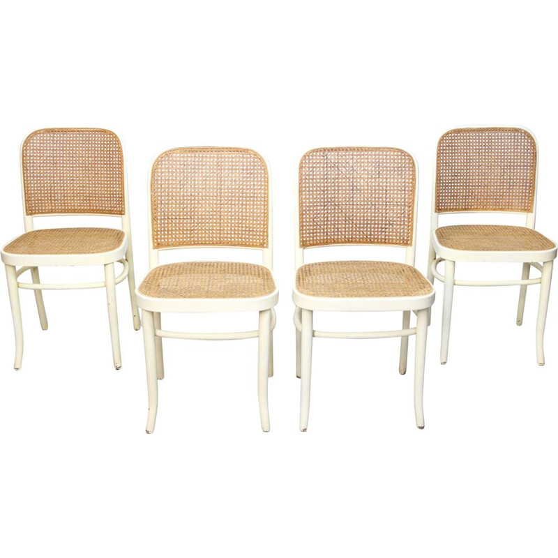 Set of 4 vintage wooden side chairs by Josef Hoffmann for Thonet