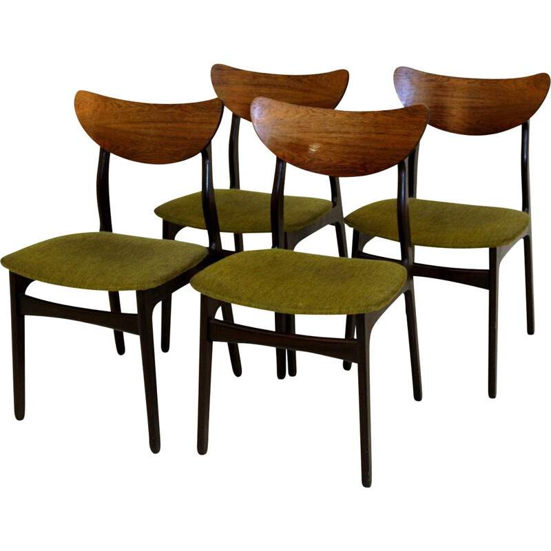 Set of 4 vintage rosewood chairs HP Hansen Møbelindustri Denmark 1960s