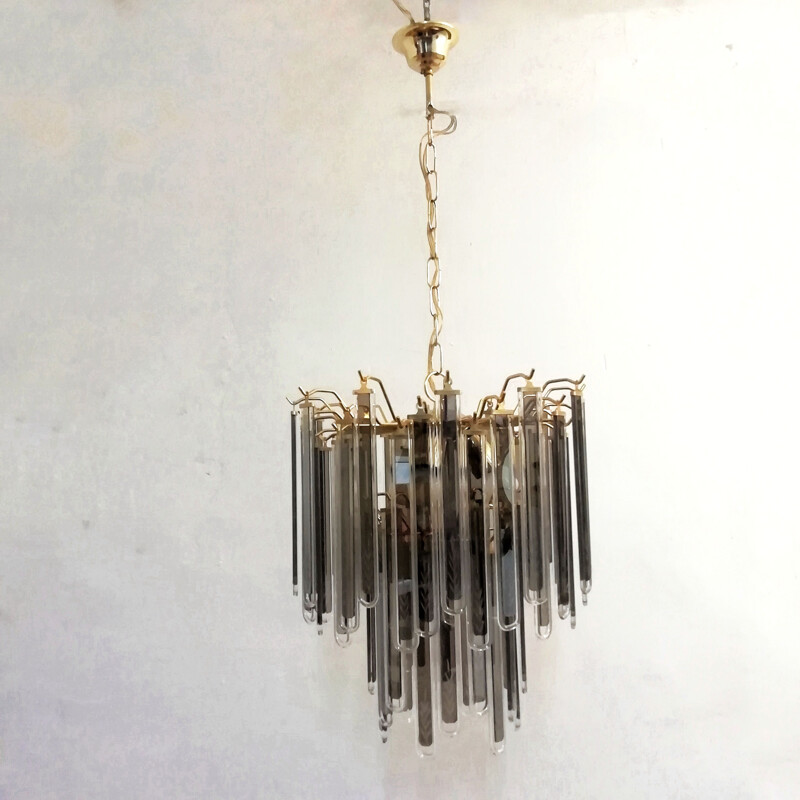 Vintage pendant lamp with vertical crystals, 1970