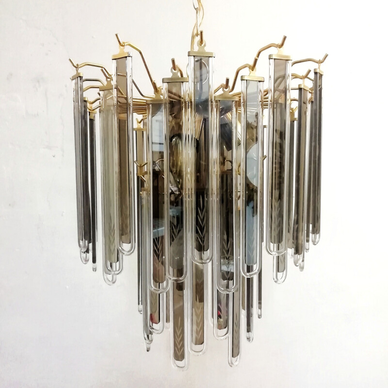 Vintage pendant lamp with vertical crystals, 1970