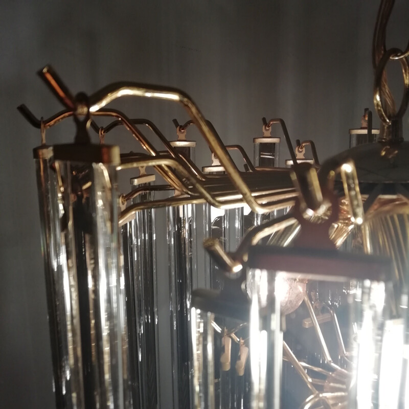 Lampada a sospensione vintage con cristalli verticali, 1970