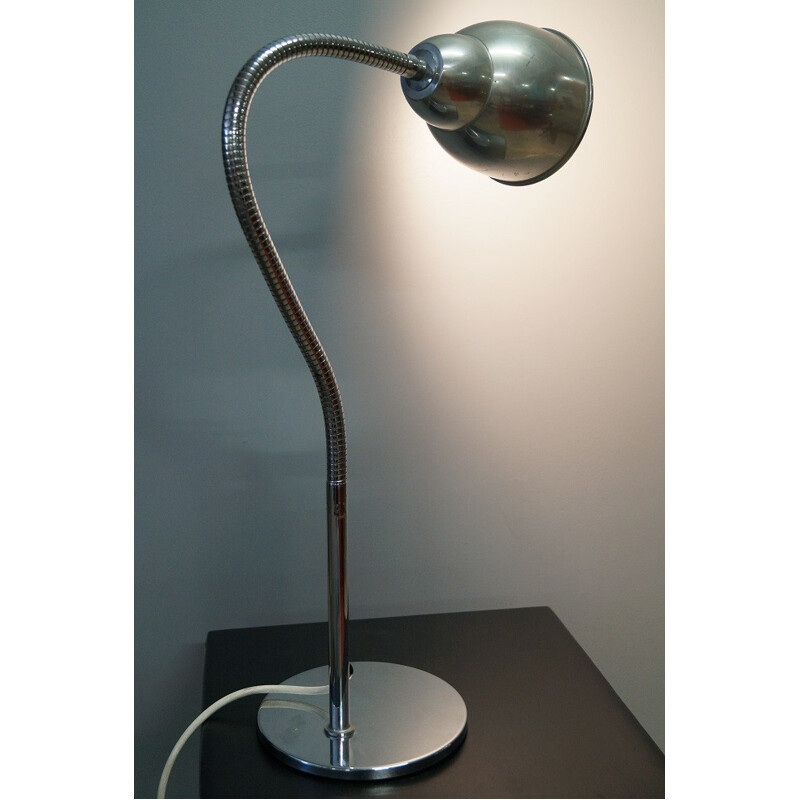 Lampe de table en métal et aluminium chromé - 1950