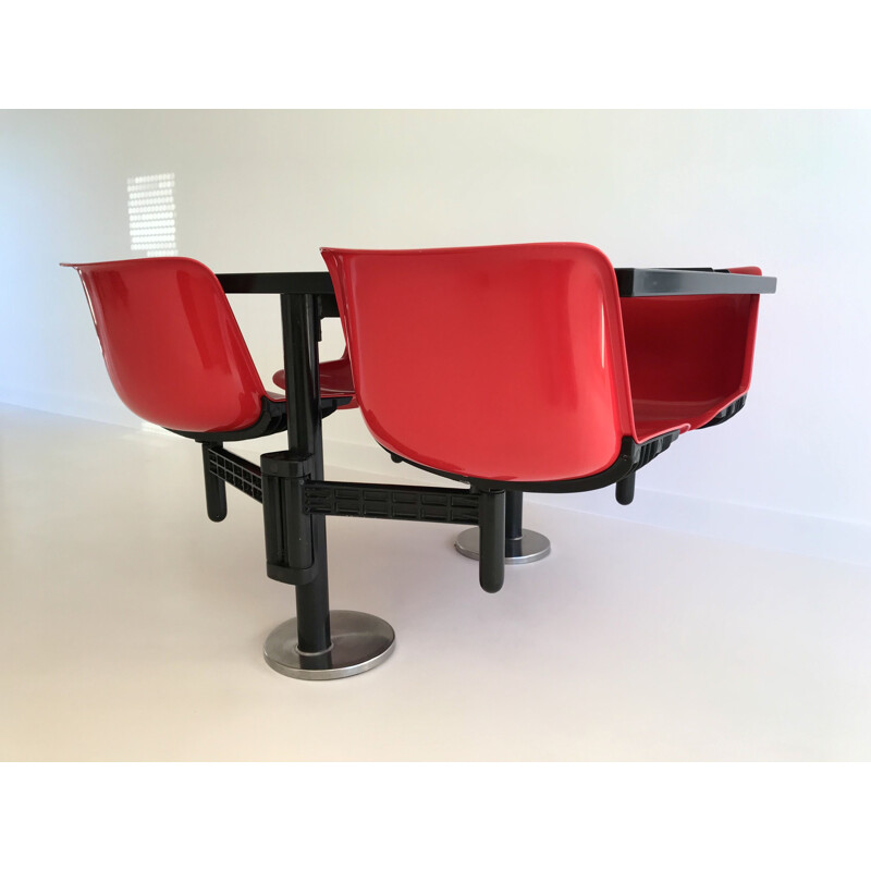 Vintage black lacquered metal dining set by Osvaldo Borsani, Italy 1980