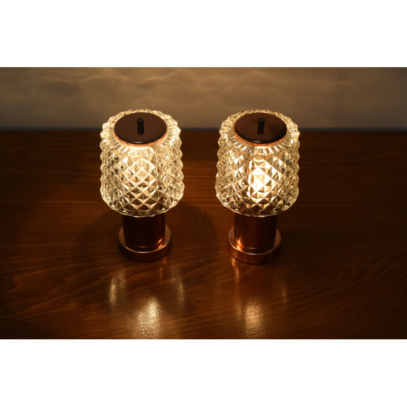Pair of small vintage table lamps Preciosa by Kamenicky Senov 1970