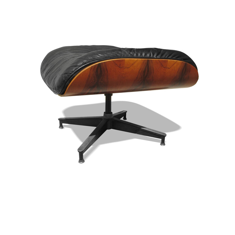 Herman Miller "Lounge Chair 670 - 671"  with its ottoman in rosewood and leather, Charles EAMES  - 1980s