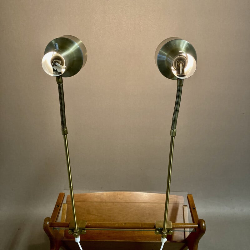 Pair of vintage modulated wall lamps Scandinavian 1950s